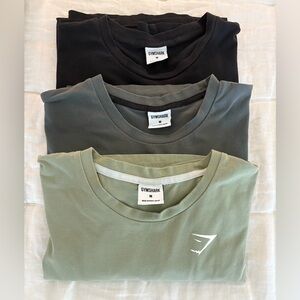 Gymshark Men's Short Sleeve Tees - Black, Gray, Olive
